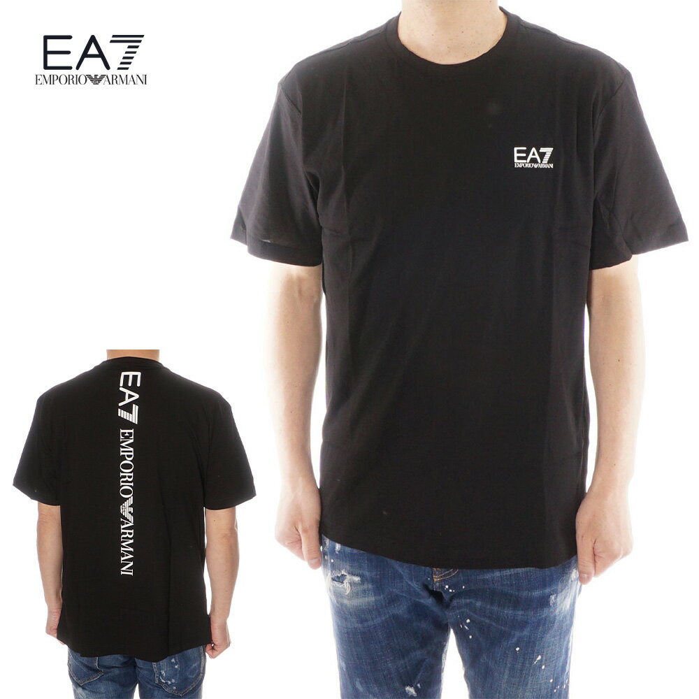 エンポリオ・アルマーニ EMPORIO ARMANI EA7 半袖Tシャツ メンズ ブラック×ホワイト 8NPT18 PJ02Z 1200