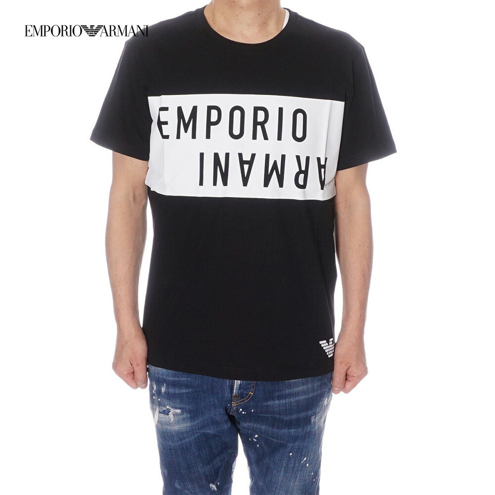 エンポリオ・アルマーニ EMPORIO ARMANI Tシャツ メンズ ブラック×ホワイト 211818 4R476 07520
