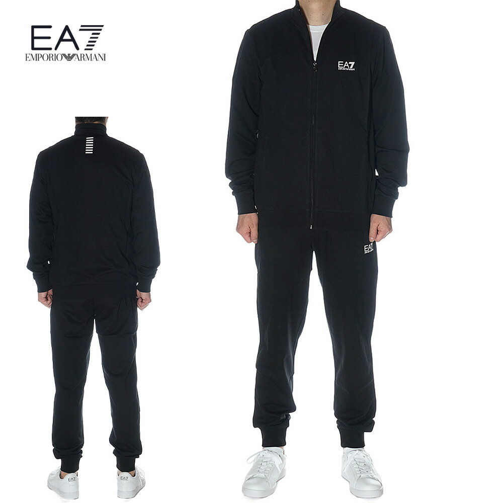 エンポリオ・アルマーニ EMPORIO ARMANI EA7 セットアップ スウェット上下 トラックジャケット メンズ ブラック×ホワイトロゴ 8NPV51 PJ05Z 1200