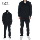 エンポリオ・アルマーニ EMPORIO ARMANI EA7 セットアップ スウェット上下 トラックジャケット メンズ ブラック×ホワイトロゴ 8NPV52 PJ05Z 1200