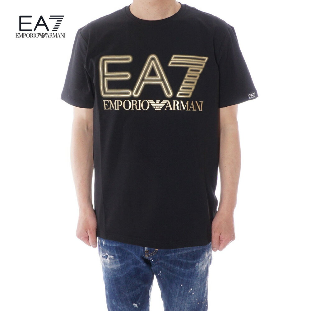 エンポリオ・アルマーニ EMPORIO ARMANI EA7 半袖Tシャツ メンズ ブラック×ゴールド 3DPT37 PJMUZ 0208