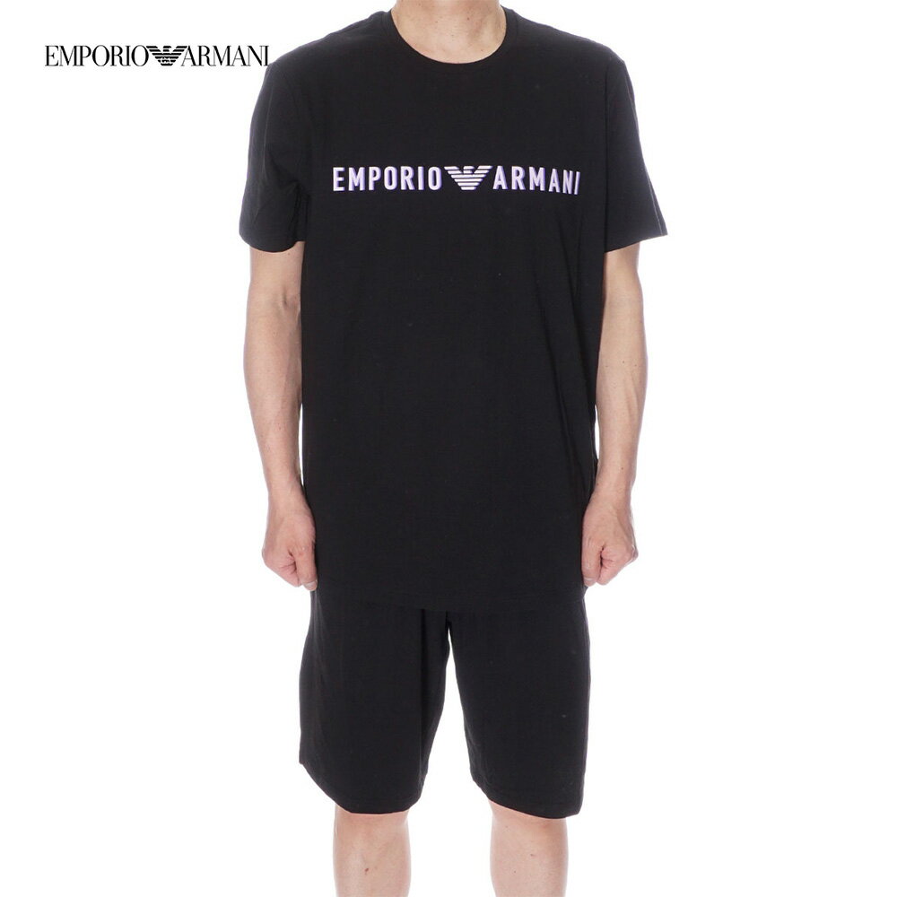 エンポリオアルマーニ ルームウェア メンズ エンポリオ・アルマーニ EMPORIO ARMANI Tシャツ ハーフパンツ セットアップ ルームウエア メンズ ブラック 111573 4R516 00020