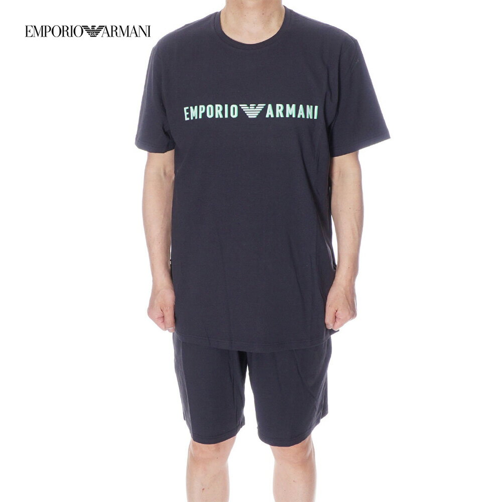 エンポリオ・アルマーニ EMPORIO ARMANI Tシャツ ハーフパンツ セットアップ ルームウエア メンズ ネイビー 111573 4R516 00135