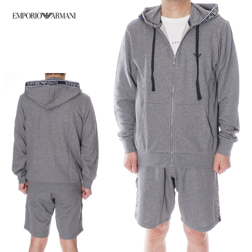 エンポリオ・アルマーニ EMPORIO ARMANI ジップパーカー ハーフパンツ セットアップ スウェット メンズ グレー 111784 111004 4R571 14049