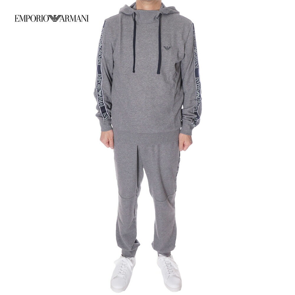 エンポリオ・アルマーニ EMPORIO ARMANI プルオーバーパーカー ロングパンツ セットアップ スウェット メンズ グレー 112052 112082 4R571 14049