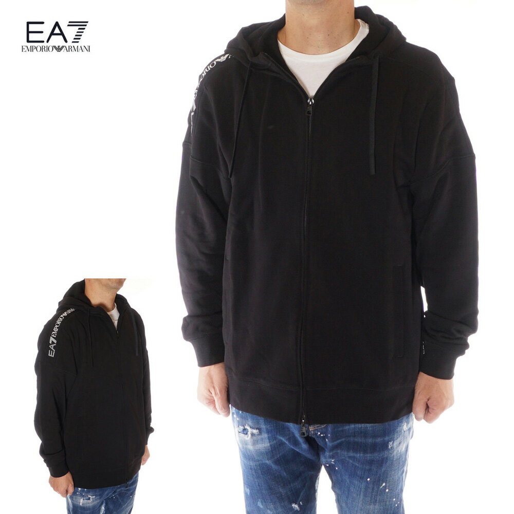 EMPORIO ARMANI EA7　オーバーサイズパーカー　黒 EMPORIO ARMANI EA7(イーエーセブン)スウェットパーカー/裏起毛