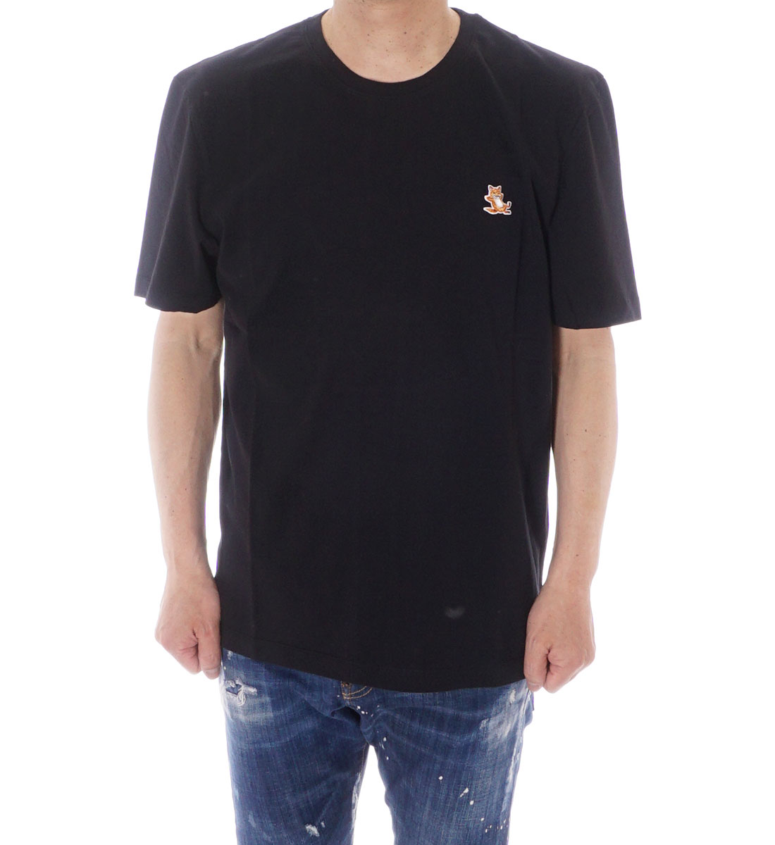 メゾンキツネ MAISON KITSUNE 半袖Tシャツ 丸首 ユニセックス ブラック LM00110KJ0008 P199