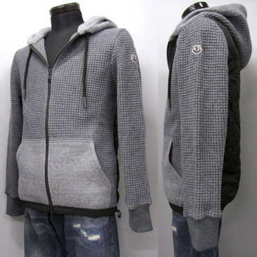 MONCLER ニットパーカー メンズ 中綿切替 グレーXカーキ系 S-XXXL 091 8413800 80992 915 [41021]