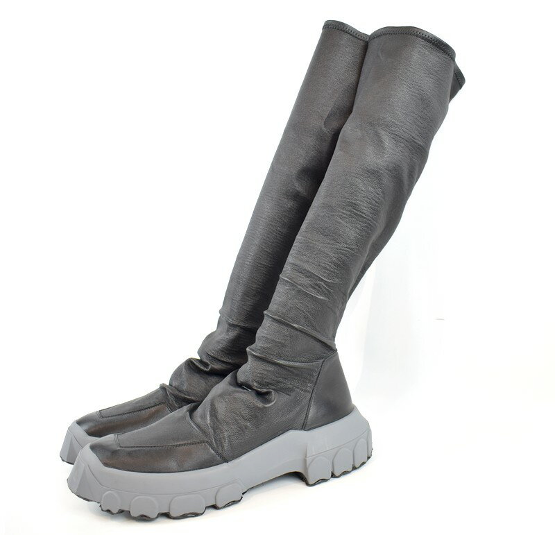 Rick Owens/リックオウエンス 18SS トラクターハイキングソックブーツ スニーカー 青山店限定カラー Tractor Hiking Sock Boots サイズ：45 カラー：ブラック/ストーングレー【rene】【中古】【古着】【USED】【221015】【yast】