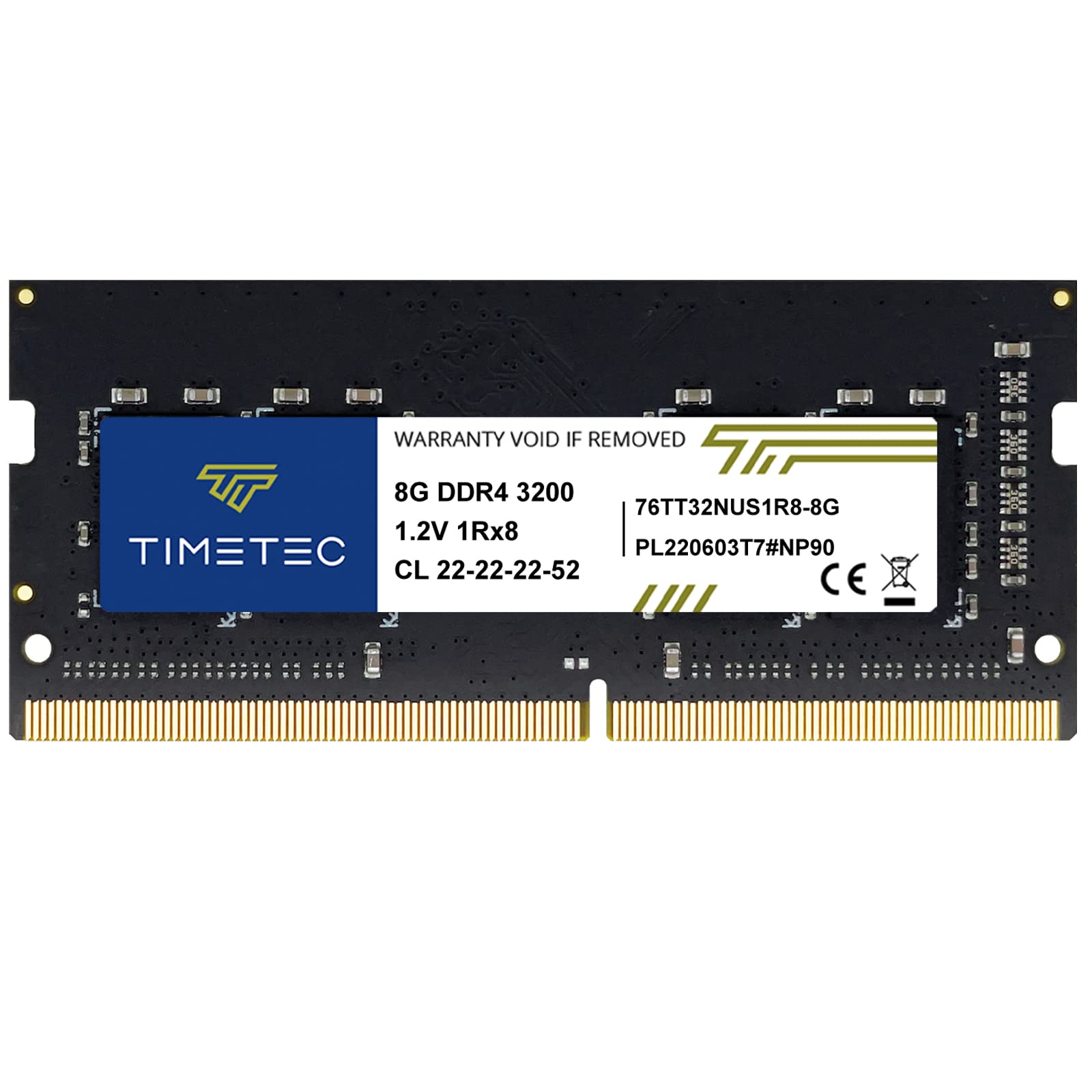 Timetec 8GB DDR4 ノートPC用メモリ 3200MHz(PC4-3200AA) PC4-25600 SODIMM 260 Pin 1.2V CL22 Non-ECC Unbuffered ノートPC ミニPC オールインワンPC用