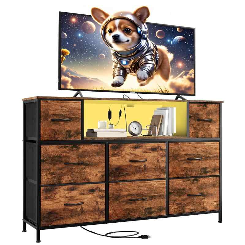 Somdot 电视机柜8抽含插排灯带