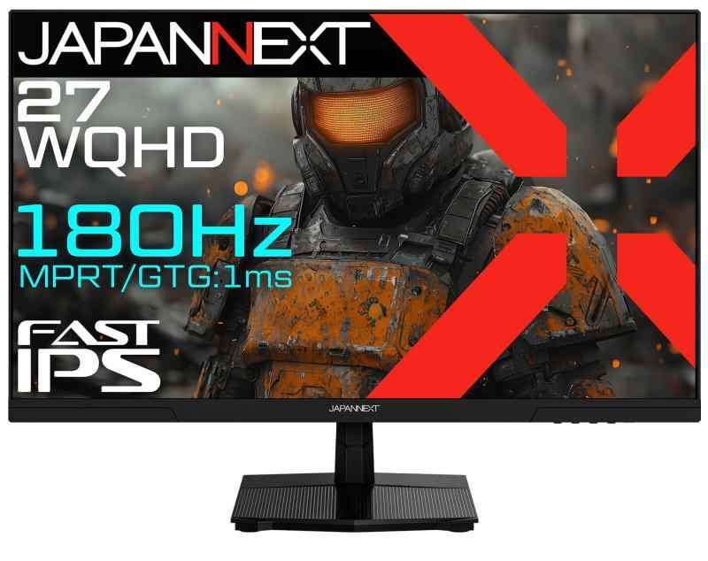 JAPANNEXT 27インチ FAST IPSパネル搭載 180Hz対応 WQHD(2560x1440)解像度 ゲーミングモニター JN-i27G180Q HDMI2.1 DP HDR 1ms(OD時:GTG/MPRT) PS5 WQHD:120Hz接
