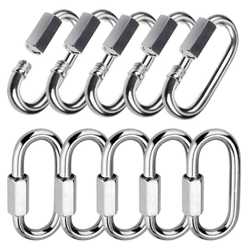 WJELAORY カラビナ 304ステンレス リングキャッチ クイックリンク カラビナ 接続バ クル フック キーチェーン 固定チェイン 多機能 アウトドア フック(3.0)