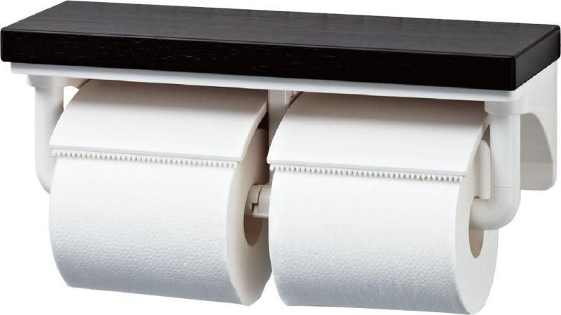 樂天商城 - 【CF-AA64KU】 LD(クリエダーク)トイレットペーパーホルダーおしゃれな木製棚付2連紙巻器