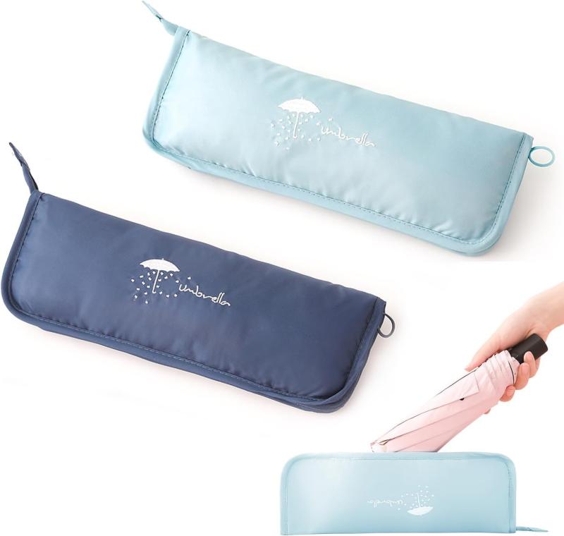 FineGood 傘カバー 折りたたみ傘 ケース 2個入り 吸水傘ケース 折りたたみ傘 カバー 速乾性 軽量 超吸収性 持ち運びが簡単 多用途 通勤用 通学用(ネイビー＋スカイブルー)