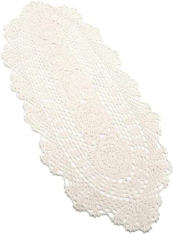 BUONA VITA(ボーナ ヴィータ)テーブルクロステーブルランナー手編みおしゃれなレース編みテーブルクロスアンティーク調田園風テーブルカバー北欧花瓶敷きドイリー結婚式パーティおもてな