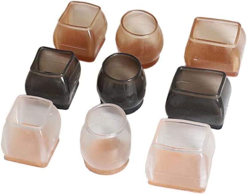 椅子脚カバー シリコン イス 足カバー 脚カバー 16個セット 4脚分 キャップ 丸型 丸脚 角脚 正方形 長方形 おしゃれ 可愛い かわいい 脱げにくい 脚キャップ チェアソックス ブラウン ブラッ