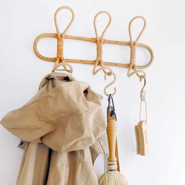 天然素材のラタンの味わいが素敵な ウォールハンガー 3連 40×6.5×高さ20cm 手の込んだラタンの組み方がヴィンテージ感を感じさせる 使い込むにつれ色艶が増しきれいな飴色に変化 素朴な色