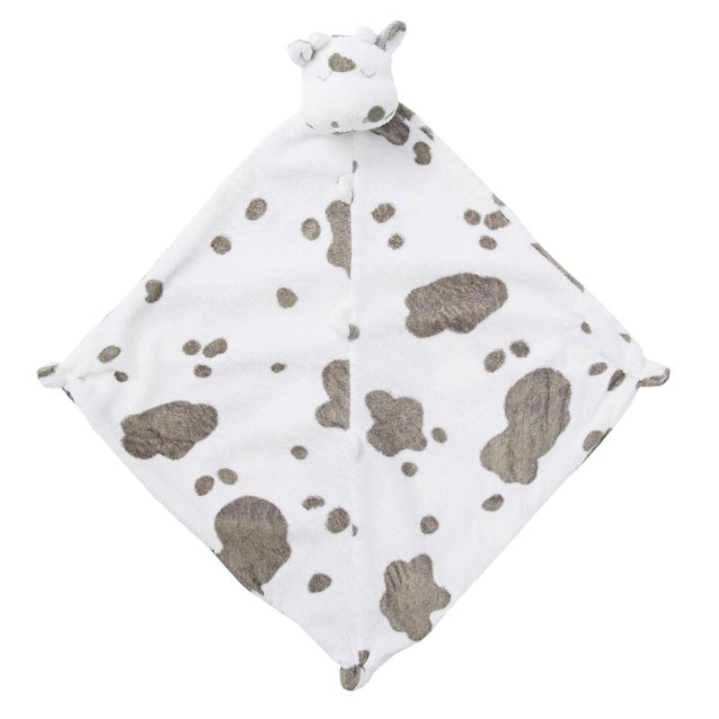 Angel Dear Blankie, White Cow with Grey Spots by Angel Dear33cm×33cmミニハンカチ　ミニタオル　ベビー　ベビー用ミニタオル　にぎにぎポイント多数 縫いぐるみ付き　マイクロファイバー