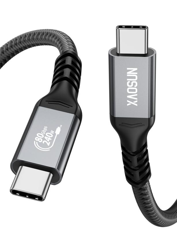 XAOSUN USB4 ケーブル Thunderbolt 4 ケーブル対応 USB-IF認証 80Gbpsデータ転送 240W 充電 8K@60Hz映像出力 iphone17 pro max MacBook Pro Pad Pro Xperia Type