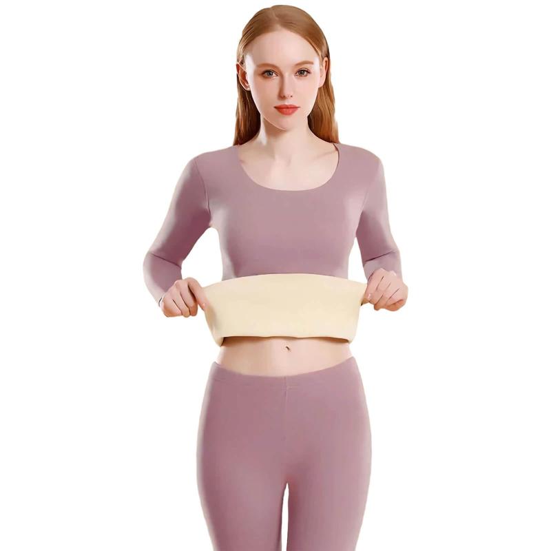 [fourfivesixはる] 暖かい インナー 上下セットレディース 婦人 ヒートテック アンダーウェア 長袖&ロングパンツ 防寒 保温 インナー 下着 柔らか 肌着 ナイトウェア 長袖シャツ ボトム (A01