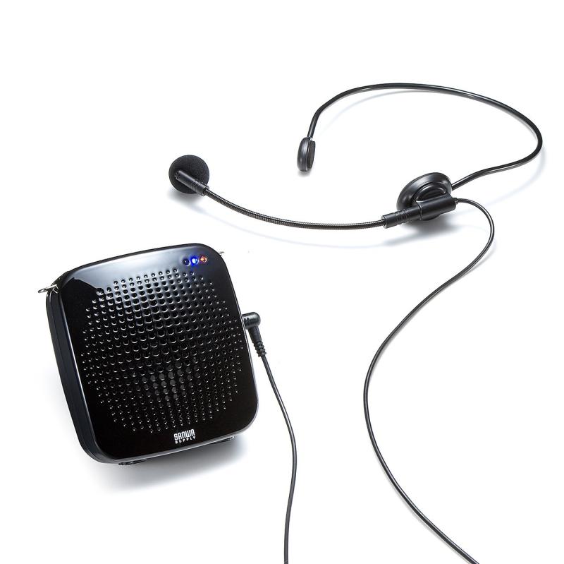 サンワダイレクト ポータブル拡声器 【音楽同時再生で、BGMを流せる】 マイク付 USB/microSD 対応 ハンズフリー 最大10W 小型 400-SP065