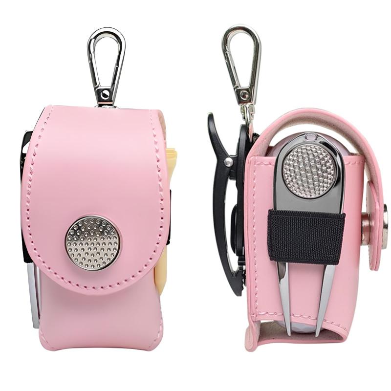 ゴルフボールケース ゴルフボールポーチ 腰 ベルト 簡単装着可能 マグネット蓋 開閉便利 ゴルフボール2個収納 ゴルフティー50mm·70mm·90mm各3本付き グリーンフォーク付き