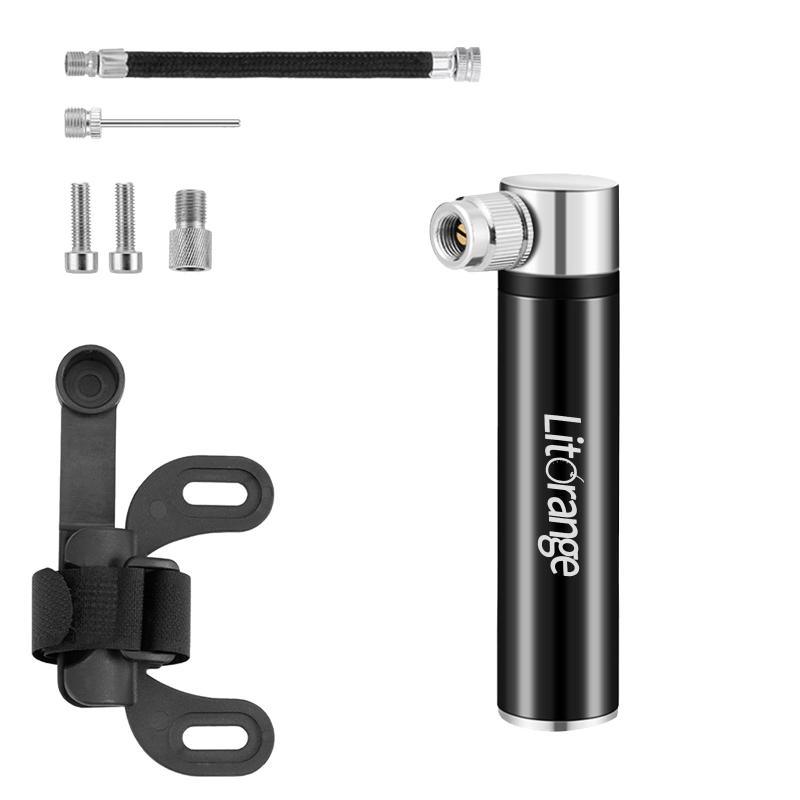 Litorange 自転車 空気入れ 携帯用ポンプ 小型 气压表付き 収納便利 仏式 米式 バルブ対応 アルミ合金製 軽量 多用途 コンパクト携帯ぽんぷ フロアポンプ ポータブル バイクポンプ