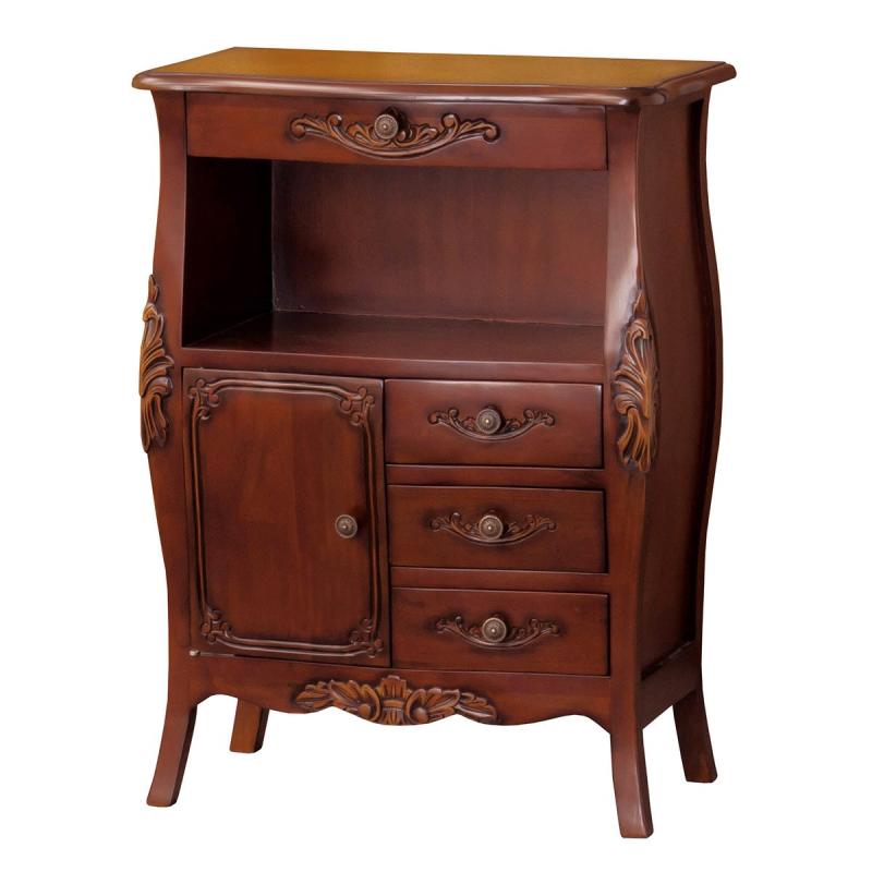 クロシオ コモ ファックス台 ブラウン 幅60cm 完成品 猫脚 電話台 ファックス台 AKU1023235