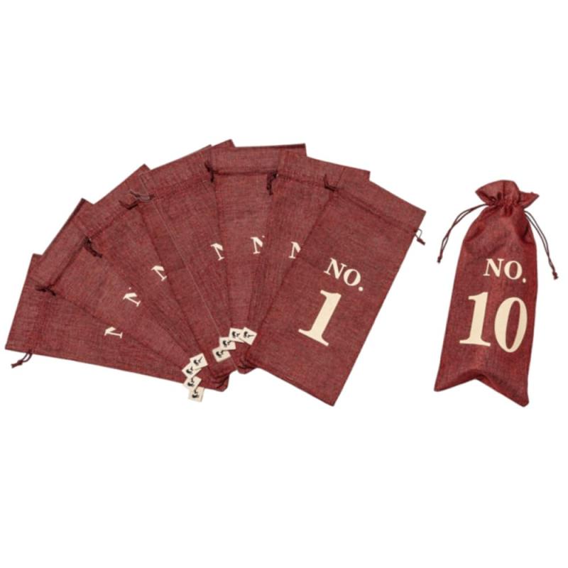 ワインブラインドカバーテイスティングワインバッグポーチ(10個入り) - ヘッセの布で作られたガラス瓶..