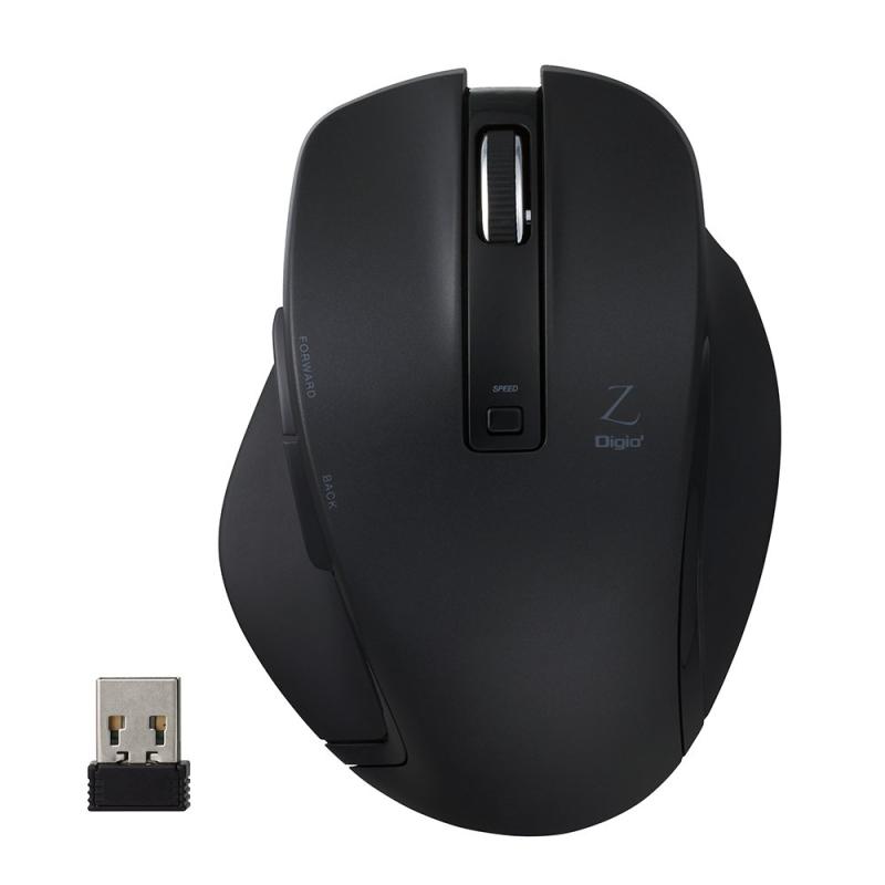 Digio2 Z 究極のカタチ 2.4GHz ワイヤレスマウス 5ボタン Blue LED Mサイズ ブラック 48337