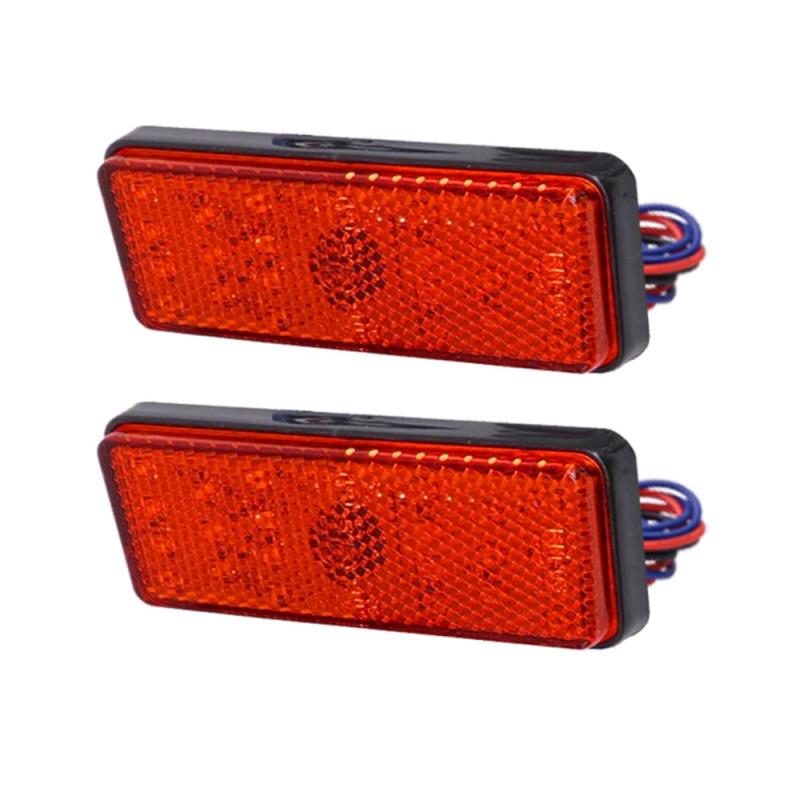 LED リフレクター 12V 反射板 角型 トレーラー サイドマーカー リアマーカー ウインカー テールランプ 2個セット