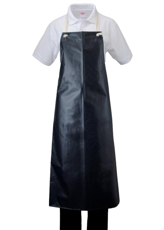 （冨士ビニール工業）ビニール エプロン 前掛け 防水 ロング 胸当て 業務用 白・紺