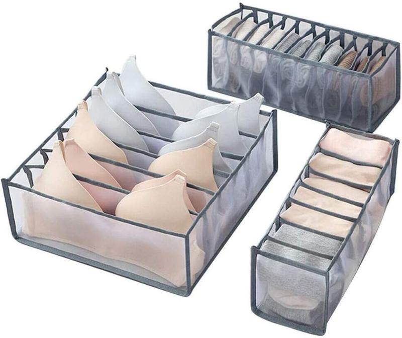 収納ケース 下着収納ボックス チェスト タンス 引き出し仕切り 折り畳み 衣装ケース ブラ 下着 靴下 ソックス ネクタイ ハンカチ 小物収納 防虫 防塵 防湿 通気 スペース節約 3点セット