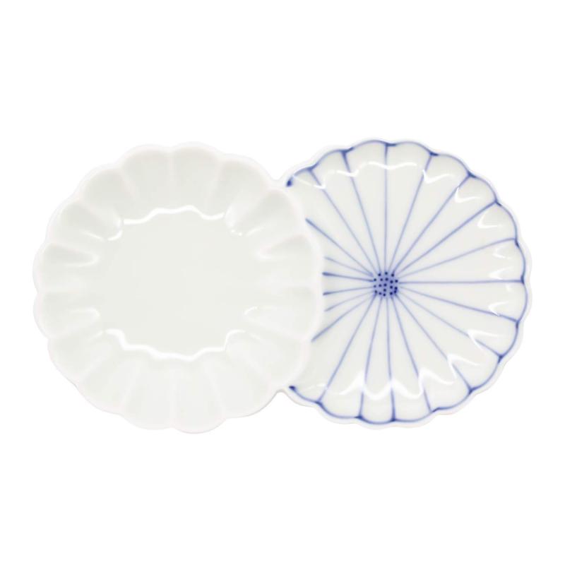 波佐見焼 重山陶器 菊型 小分皿 約14×9cm 菊絵