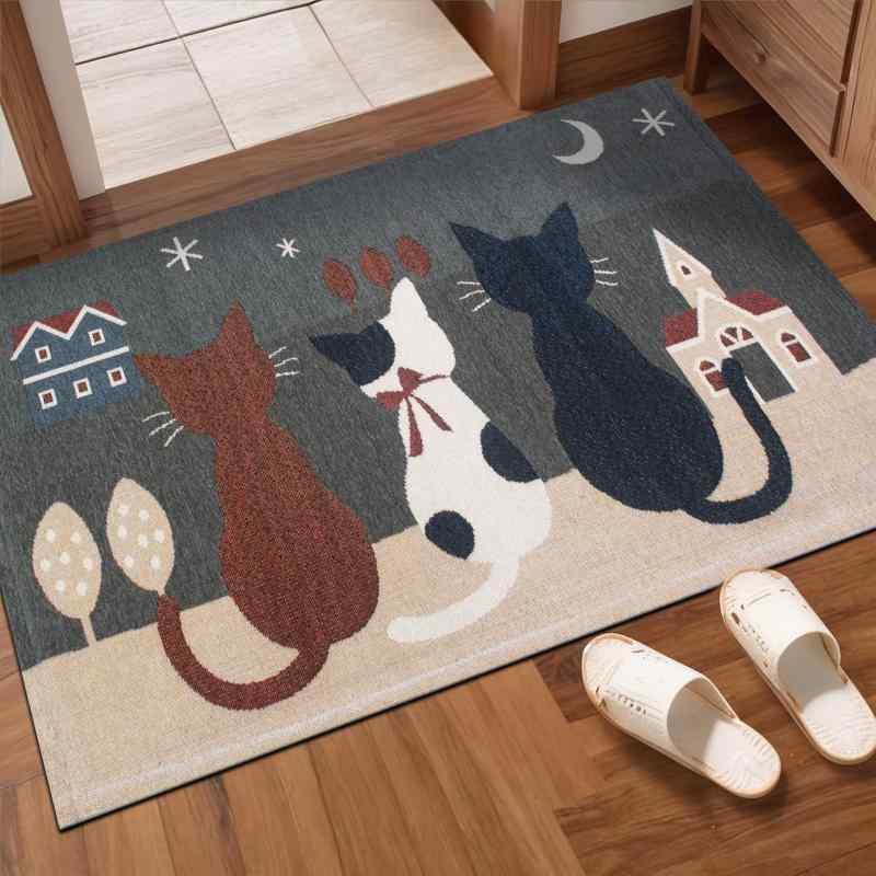 Rakuten - 玄関マット 室内 おしゃれ 猫柄 可愛い 吸水 洗える 滑り止め 人気 大判 耐磨耗性 ドアマット 防臭 家庭用 泥落としマット 洗面所マット [並行輸入品]