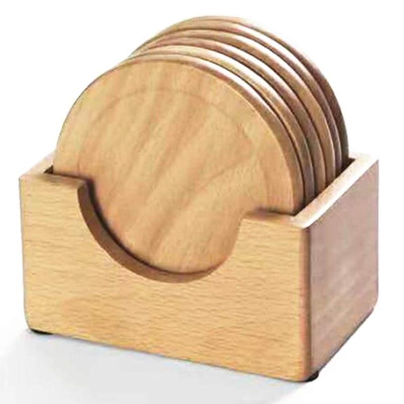 木製コースター おしゃれ 白檀 丸茶