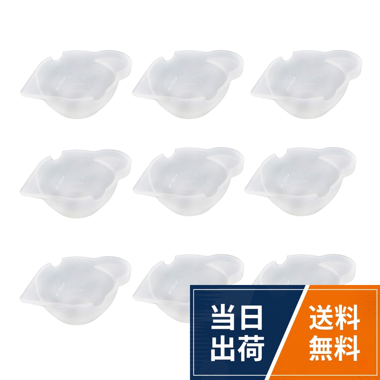 🧪 【商品仕様】9分割独立カップ調色パレット。各色の混色を防止し、重ねて収納可能で省スペース。。🔍 【半透明素材】食品用半透明シリコン素材で、塗料の混色層をリアルタイム確認可能。V字細口ノズルで精密な量調節を実現。注液時の液流がスムーズで垂れない。。🖐️ 【転倒防止安定設計】厚底ウェーブ加工＋低重心構造で、片手で大きく傾けても倒れない。指の腹にフィットするグリップ溝設計で、注膠時の手首負担を軽減。。✨ 【簡単操作】直接使用可能。混色から注膠までワンステップ。専門器具不要で、個人工房も家庭DIYも手軽に使用可能。。🎨 【多用途対応】樹脂／アロマオイル／ネイルジェル／水彩など12種の創作媒材に対応。食品用シリコンは染色耐性・洗浄性に優れ、水洗いで残留物ゼロ。調色カップ 9個 シリコンカップ 調色ツール DIYレジン調色パレットセット レジン着色用具 UVレジン用具 半透明 柔らかい カップ型 手芸用 / カップ型半透明V字ノズルデザイン