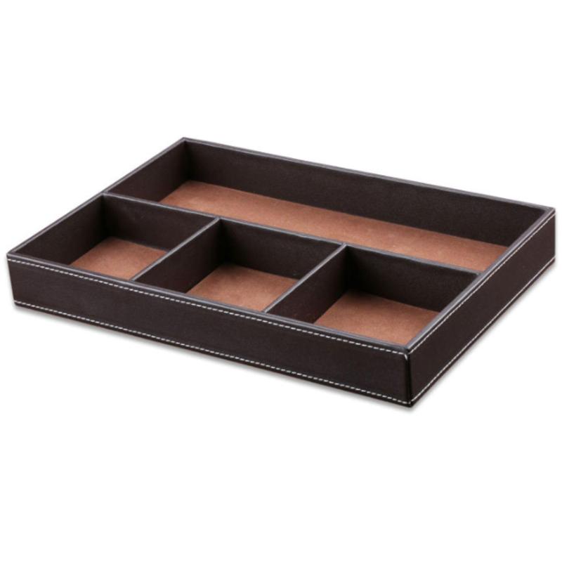 Rakuten - Modest Joy 小物入れ デスク周り 収納 高級レザートレー 卓上 収納ケース デスクオーガナイザー PU 革製 リビング オフィス 整理 仕切り BOX
