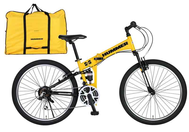 HUMMER(ハマー) FD-ATB2618Wsus 26インチ収納バッグセット ブラック 26インチ 折りたたみ式マウンテンバイク Wサスペンション搭載 18段変速/収納バッグ付き 63276