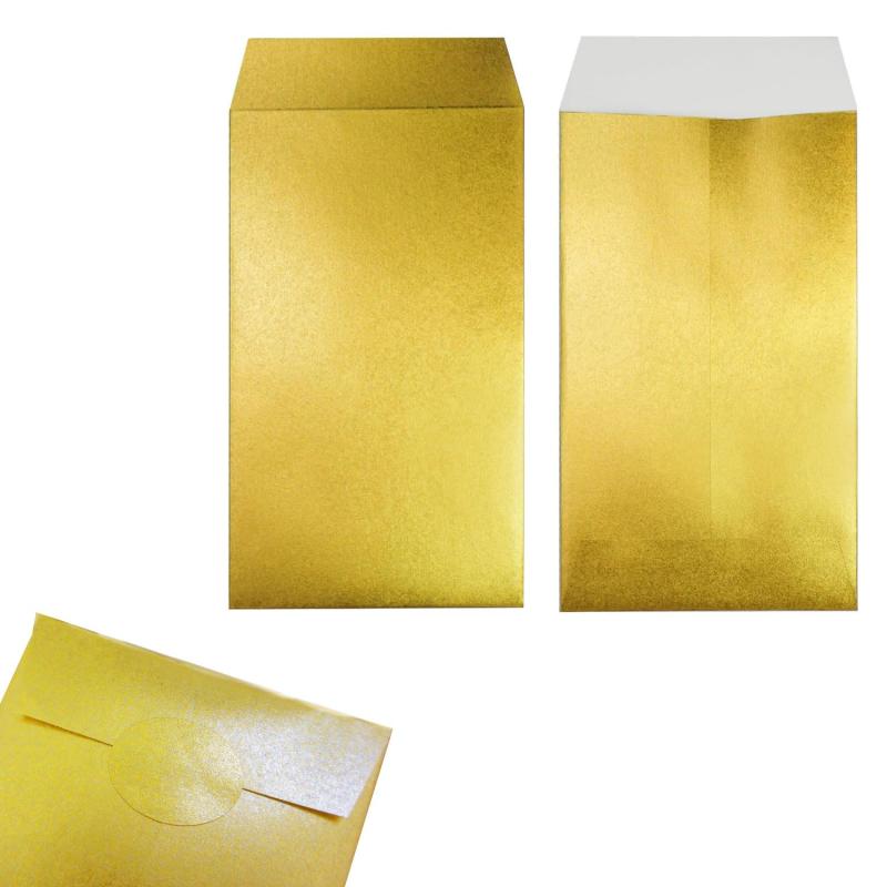 乐天商城 - 金の封筒 大 艶消しゴールド 日本製 90x185mm 金の封印シール付 【10枚セット】