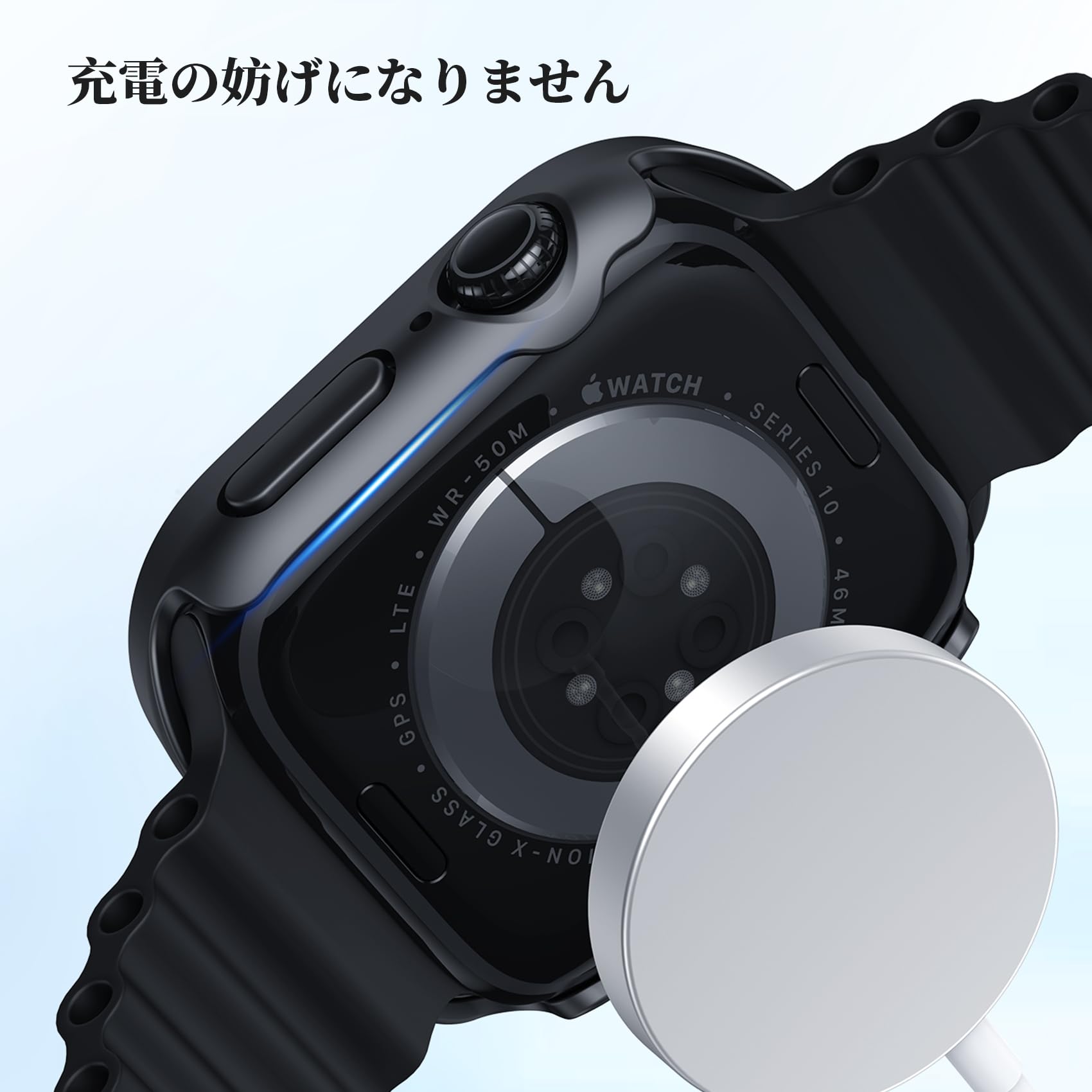 NIMASO Apple Watch Series 11/10 42mm ケース 保護カバー 防水ケース 硬度9H 強化ガラス 高透過率 一体型 耐衝撃 全面保護 PC素材 超薄型 アップルウォッチ11/10 42mm対応（ブラック）NWC24J1537