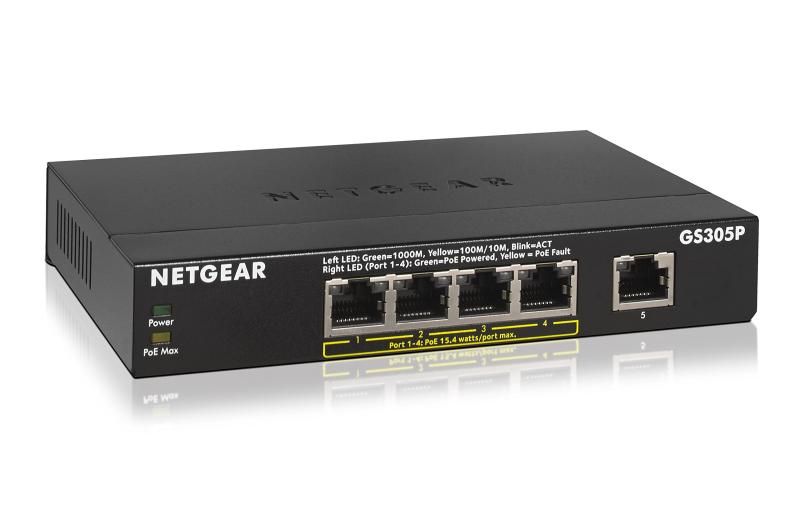 NETGEAR ギガビット5ポート アンマネージスイッチ GS305P NETGEAR 5ポートギガビットイーサネットアンマネージドPoE+