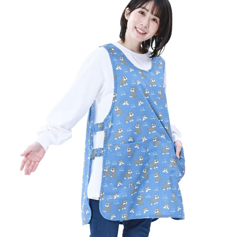 Gingham Aprons - [レップ] エプロン 保育士 (ボタン不使用/かぶるだけ/大きめポケット×2/サイドゴムで着脱しやすく動きやすい/ゆったりサイズ/シワになりにくい) 着丈82cm おしゃれ プレゼント