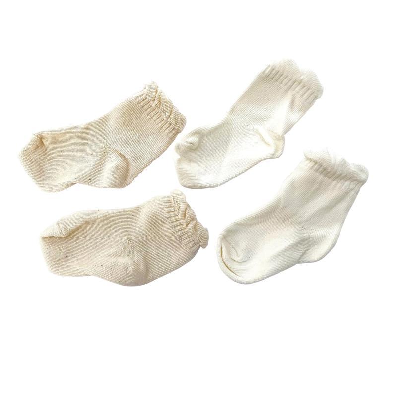 [Pure Organic] [ピュアオーガニック] 新生児靴下 2足セット オーガニックコットン 赤ちゃん靴下 ホワイト色 アイボリー色 柔らか伸縮自在 新生児から6ヵ月頃 7～9cm 体温調節 日本製