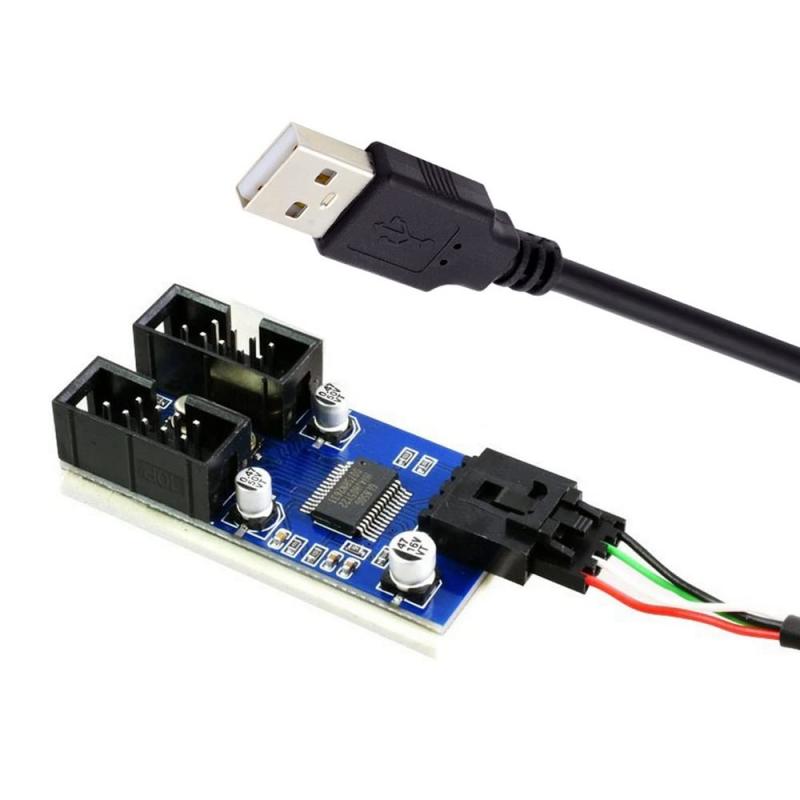 Rakuten - xiwai タイプ A USB 2.0 オス 1 対 2 メス マザーボード 9 ピン ヘッダー延長ケーブル HUB コネクタ アダプタ ポート マルチレイヤ
