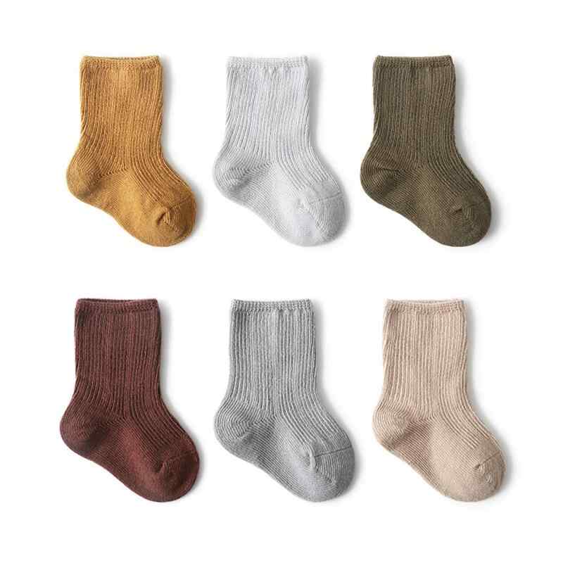 WuTu ベビーソックス 子供靴下 7-16cm 6足セット 落ち着いた色合い 快適 無地 キッズソックス かわいい 赤ちゃん 新生児 カラーバリエーション タイプ8：セット#DE M