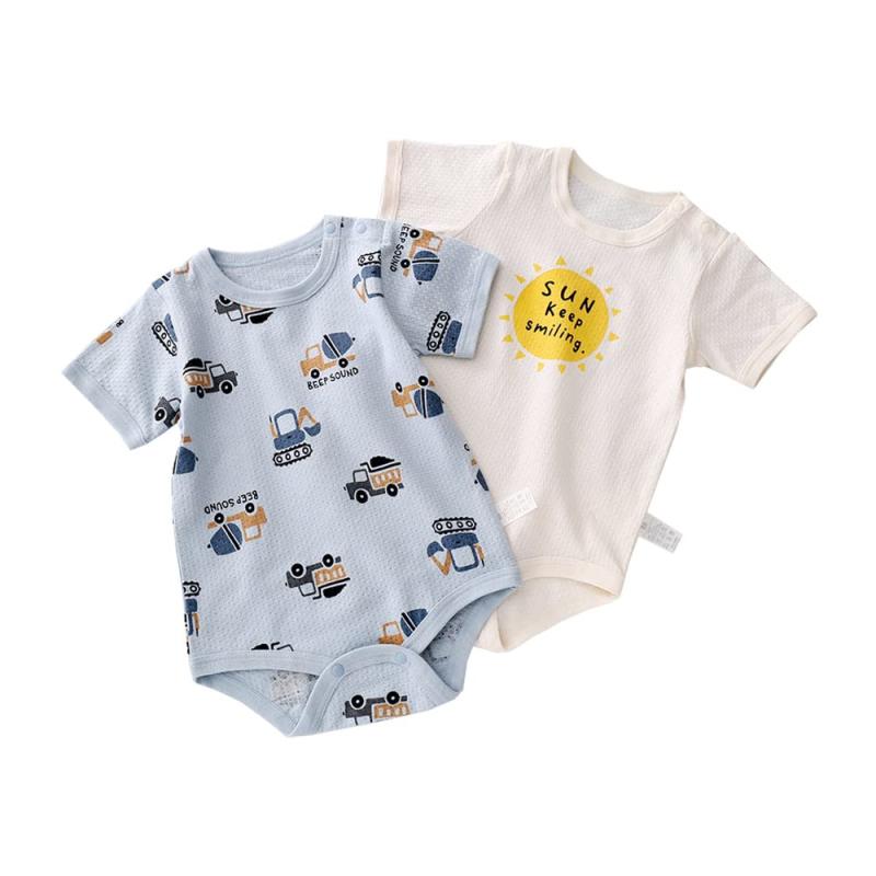 Baby koiベビー服ボディシャツ男の子キャミソールメッシュ柄三枚組コツトンロンパース肌着通年素材カバ..