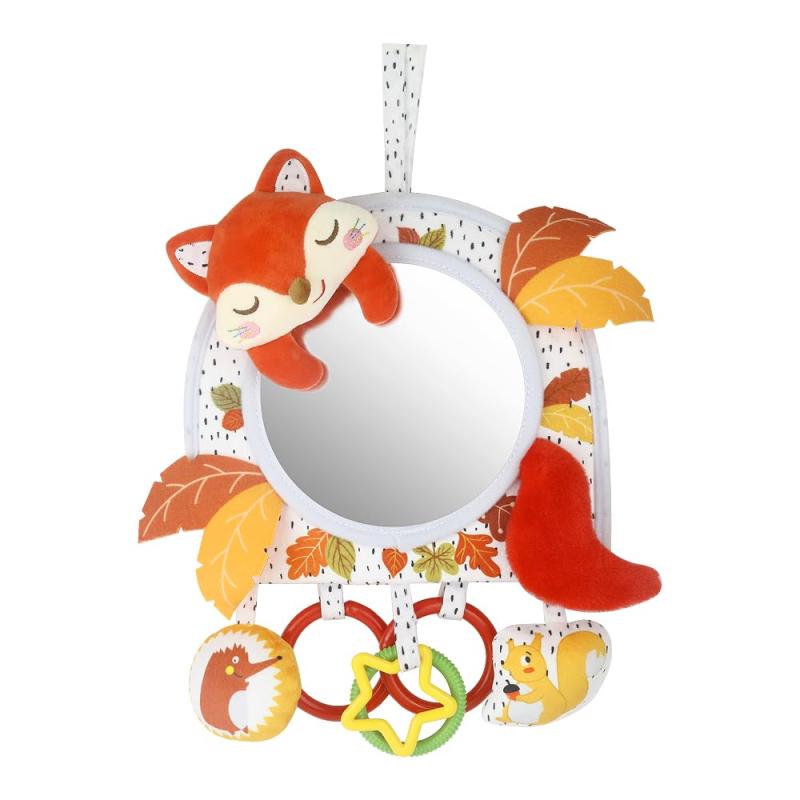 Caterbee ベビーカー・車用アクティビティミラー, 動物デザイン, 0-36ヶ月対象, 赤ちゃんの視覚発達玩具