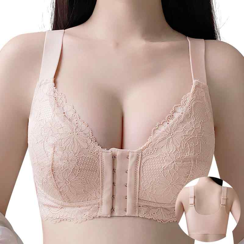 [Allanve] ブラジャー 胸を小さく見せるブラ 【瞬間痩せて見え・驚い安定感・大きいサイズ】 フロントホックブラ 脇高 前開き シームレスブラ 垂れ防止 ナイトブラ ノンワイヤーブラ 締め付